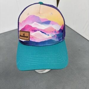 Steamboat Hat Cap Snap Back Stylish Locale Purple Teal Mesh Mountain Art Mens